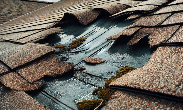 Image of a roof that needs repair.