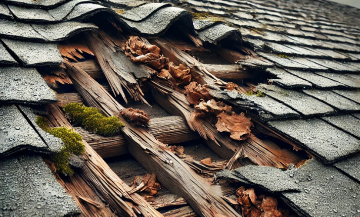 Image of a section of a roof that needs to be replaced